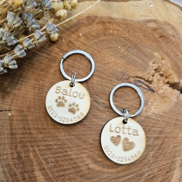 Plaque d'identité pour chien personnalisée en bois — Kiki-Ena matériel de bricolage Bois naturel