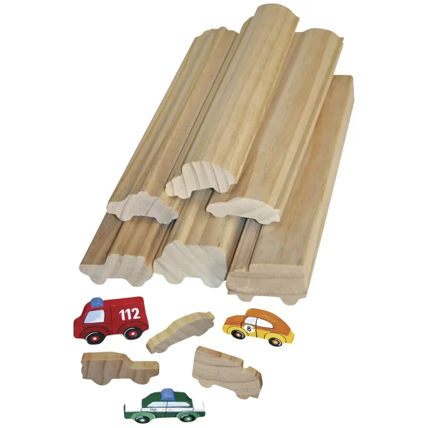 Ensemble de 6 véhicules en bois découpé — Jouet éducatif Eduplay