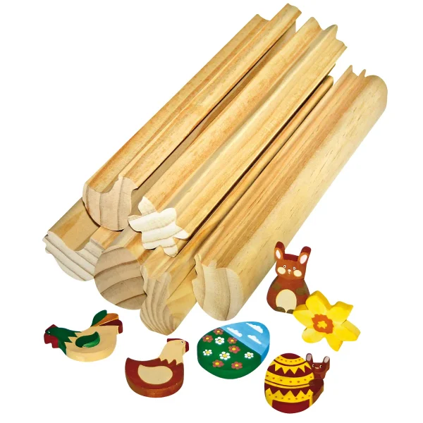 Ensemble de 6 motifs Pâques en bois découpé — Jouet éducatif Eduplay