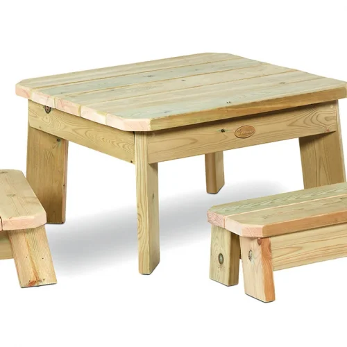 Ensemble Table et Banc Carré – Bambins — Millhouse Jouet Éducatif École