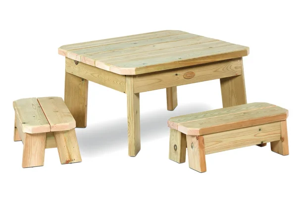 Ensemble Table et Banc Carré – Bambins — Millhouse Jouet Éducatif École