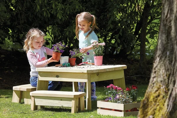 Ensemble Table et Banc Carré - Maternelle — Millhouse Jouet Éducatif École