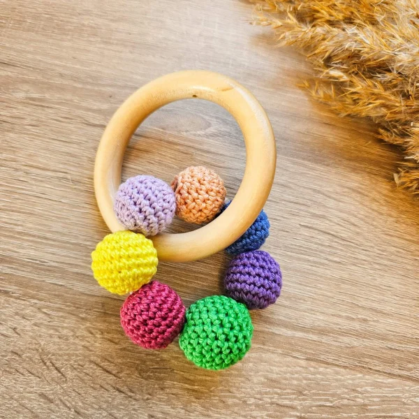 Set de loisir créatif Hochet "perle crochetée" — Kiki-Ena Matériaux de loisir créatif Bois naturel