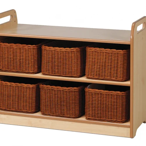 Unité de rangement avec vitrine, panneau arrière miroir et 6 paniers — Millhouse Jouets Éducatifs Scolaires
