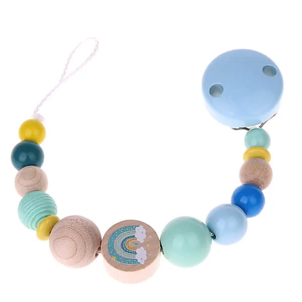 Kit créatif Cordon tétine Arc-en-ciel bleu — Kiki-Ena Matériel de bricolage Bois naturel
