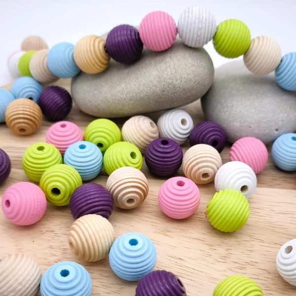 Perles rainurées 18mm • 10 pièces — Kiki-Ena Matériel artisanal Bois naturel