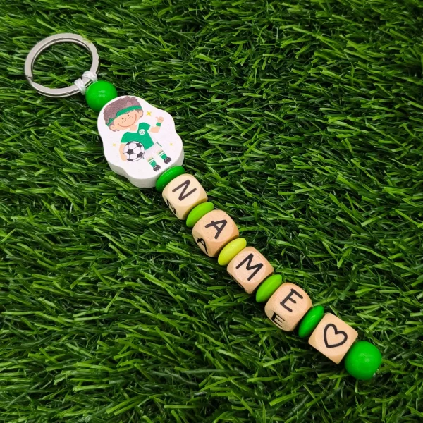 Porte-clés Footballeur Kit créatif • vert — Kiki-Ena Matériel créatif Bois naturel