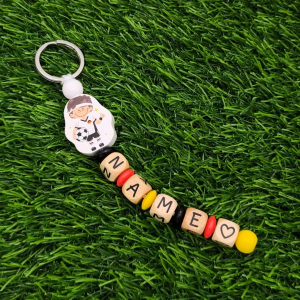 Porte-clés Footballeur Kit créatif • blanc — Kiki-Ena Matériel créatif Bois naturel