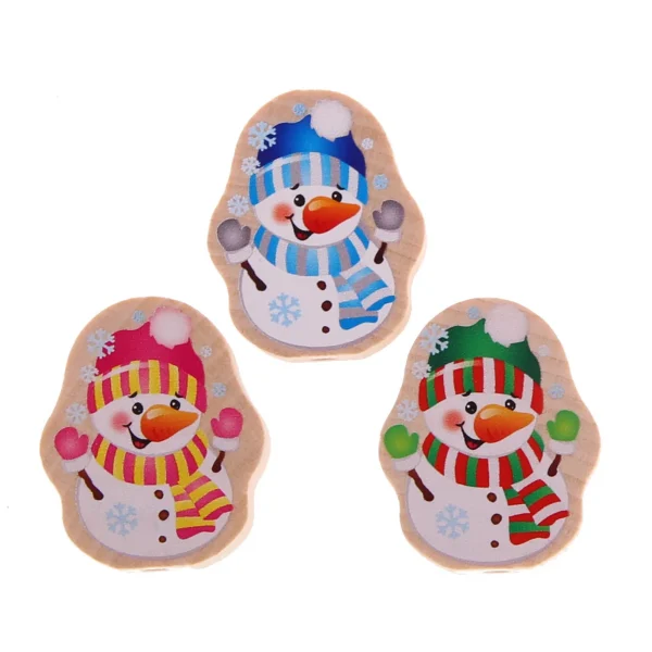 Perle motif Bonhomme de neige Naturel — Kiki-Ena Matériel créatif Bois naturel