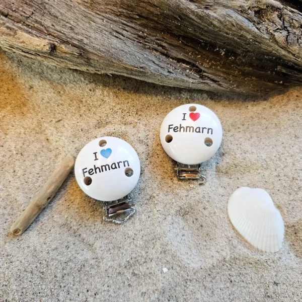 Attache-sucette "I ♥ Fehmarn" — Kiki-Ena Matériaux de loisir créatif Bois naturel