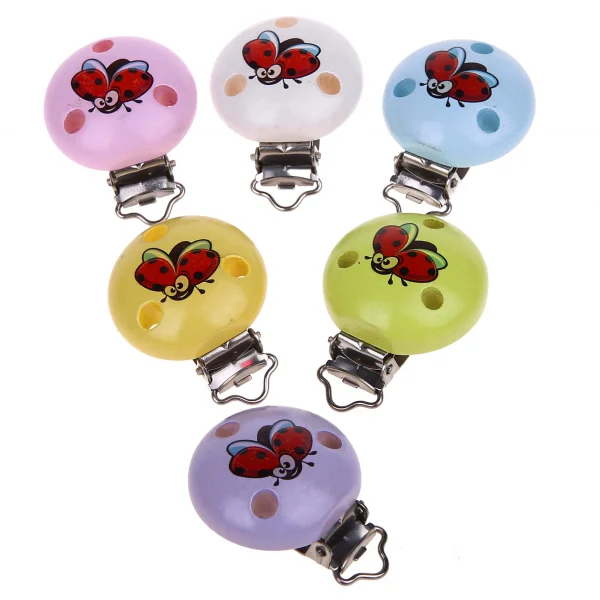 Clip tétine Coccinelle — Kiki-Ena Matériel de bricolage Bois naturel