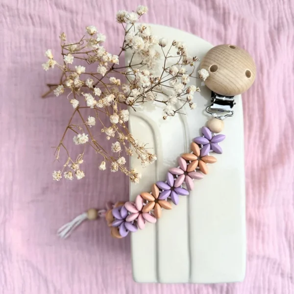 Attache-Sucette "Vigne Fleurie Pastel" • Kit de Bricolage — Kiki-Ena Matériel de Bricolage Bois Naturel