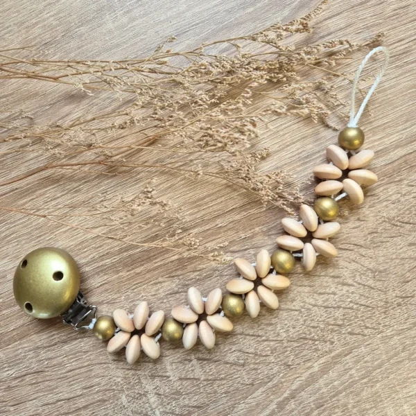 Attache-Sucette "Golden Flower" • Kit de Bricolage — Kiki-Ena Matériel de Bricolage Bois Naturel