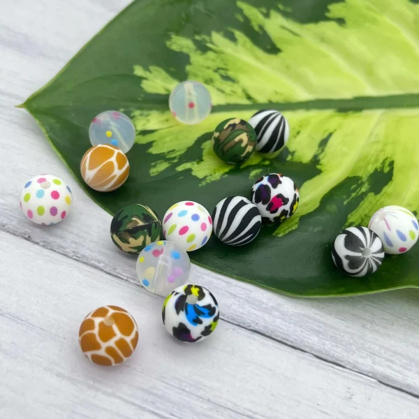Perle silicone 12 mm Motif — Kiki-Ena Matériel de bricolage Bois naturel