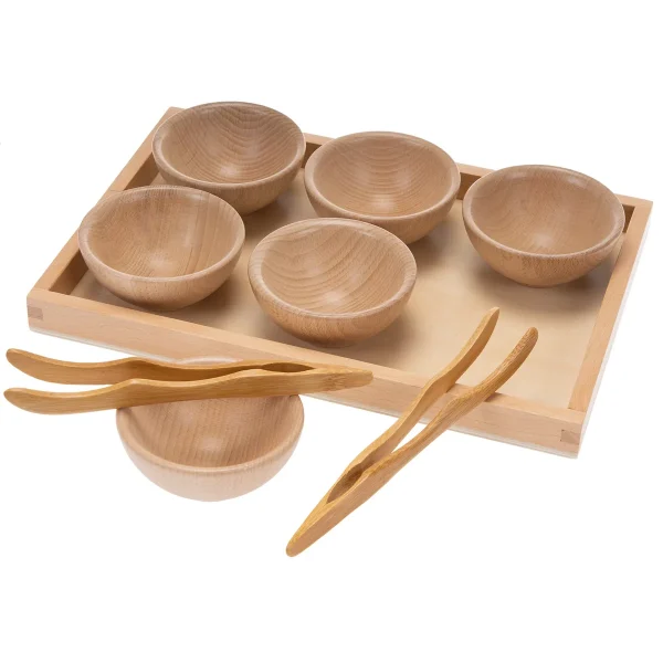 Coupelles de tri et pinces Plateau en bois — Eduplay jeu éducatif maternelle