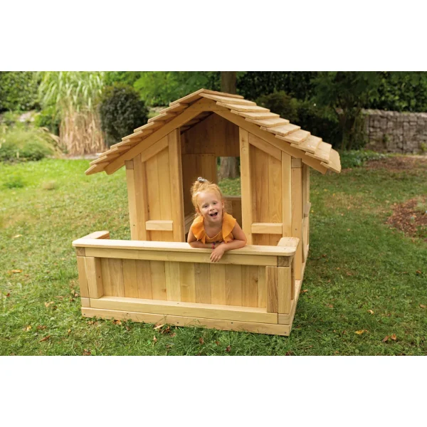 Maison de jeu Robinchen avec terrasse — Kiki-Ena Matériel créatif Bois naturel