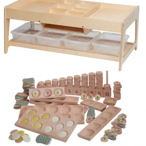 Table de jeu pour l'exploration et 4 bacs transparents + Kit Mathématiques PT1145 — Millhouse Jeu Éducatif École