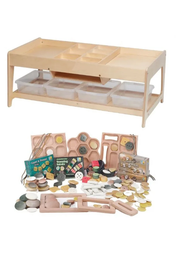 Table de jeu pour l'exploration et 4 bacs transparents + Kit Éléments PT1146 — Millhouse Jeu Éducatif École