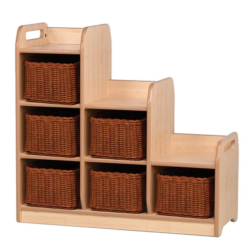 Étagère en escalier séparateur gauche avec 6 paniers de rangement — Millhouse jeu d'apprentissage École