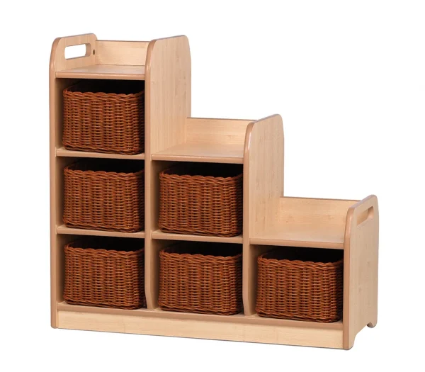 Étagère en escalier séparateur gauche avec 6 paniers de rangement — Millhouse jeu d'apprentissage École