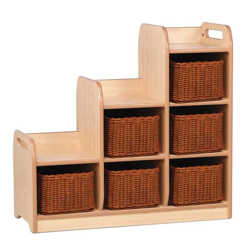 Étagère en escalier séparateur droite avec 6 paniers de rangement — Millhouse jeu d'apprentissage École