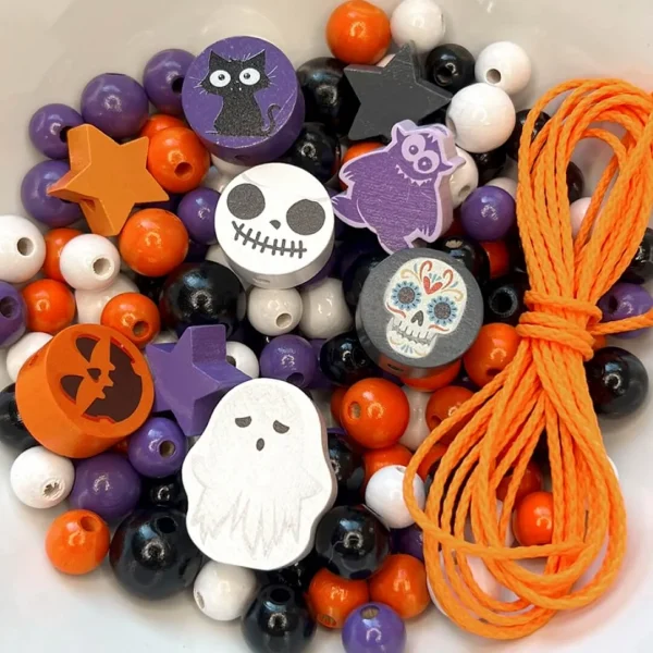 Friandises ou farces ! - Mélange de perles Halloween — Kiki-Ena Matériel de bricolage Bois naturel
