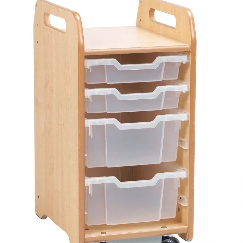 Meuble de rangement à plateaux (1 colonne) avec 2 plateaux plats et 2 plateaux profonds — Millhouse Lernspielzeug Schule