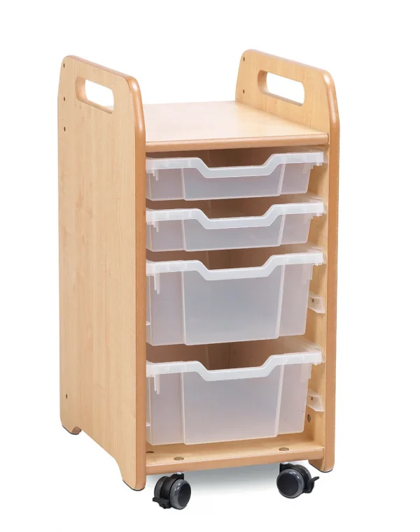 Meuble de rangement à plateaux (1 colonne) avec 2 plateaux plats et 2 plateaux profonds — Millhouse Lernspielzeug Schule