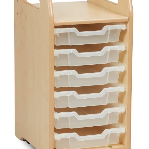 Meuble de rangement à plateaux (1 colonne) avec 6 plateaux plats — Millhouse Lernspielzeug Schule