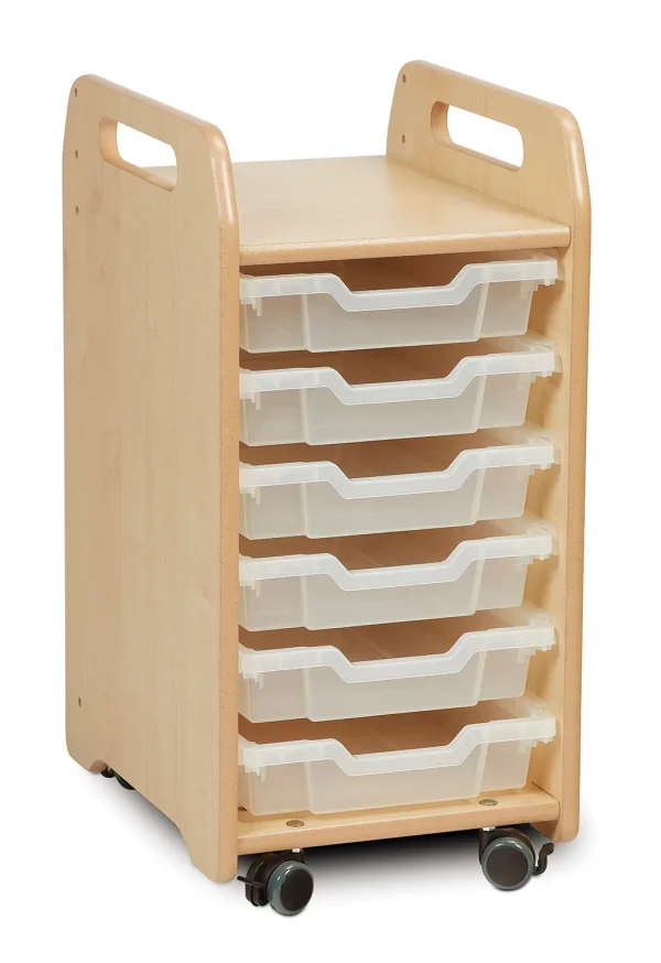 Meuble de rangement à plateaux (1 colonne) avec 6 plateaux plats — Millhouse Lernspielzeug Schule