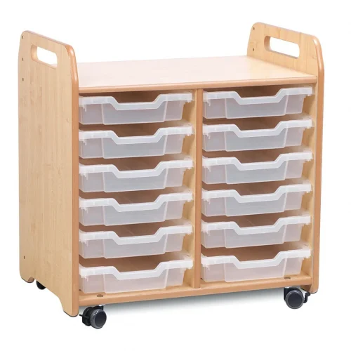 Meuble de rangement à plateaux (2 colonnes) avec 12 plateaux plats — Millhouse Lernspielzeug Schule