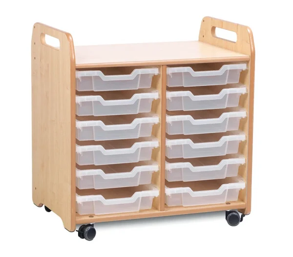 Meuble de rangement à plateaux (2 colonnes) avec 12 plateaux plats — Millhouse Lernspielzeug Schule