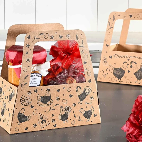 Sac en papier kraft avec motif de poule — Kiki-Ena Matériel de loisirs créatifs Bois naturel