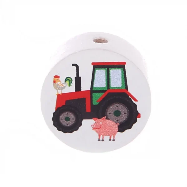 Perle motif Disque Tracteur — Kiki-Ena Matériel de bricolage Bois naturel
