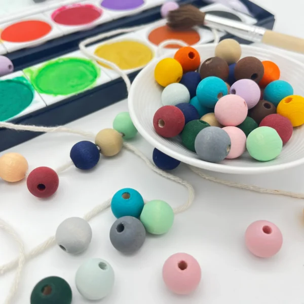 Perles en bois Watercolors 12mm • 25 pièces — Kiki-Ena Matériel de bricolage Bois naturel
