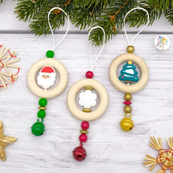Suspensions de Noël anneau bois Set de 3 — Kiki-Ena Loisirs créatifs Bois naturel